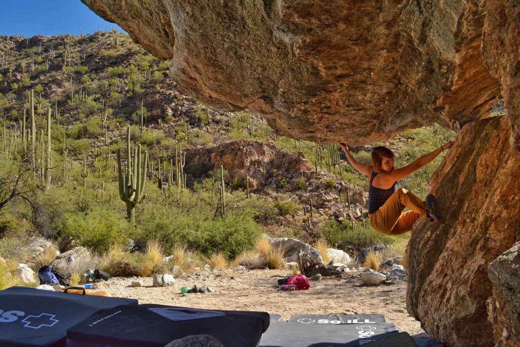 Savannah Buik on Contorted (V4) Mt. Lemmon, AZ (img: c/o @TC.Bukowski