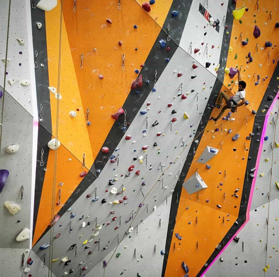 Huge lead wall in Chicago (60 ft)! First Ascent Avondale
